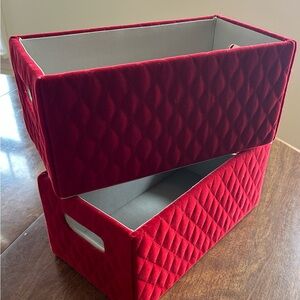 Red Quilted Storage Bins